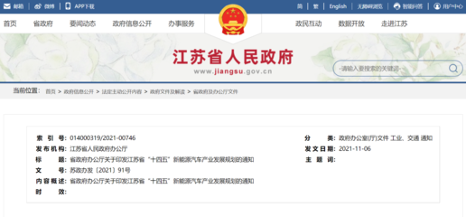 《江苏省“十四五”新能源汽车产业发展规划》发布!